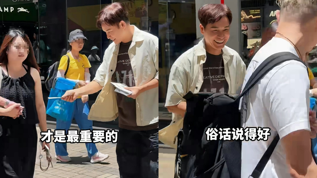 60岁郭晋安香港街上派传单
